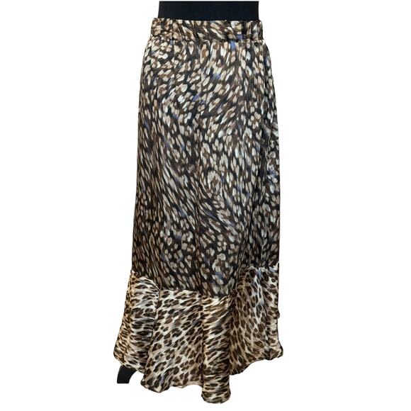New ~ VINCE CAMUTO ~Leopard Print Side Tie Ruffle Hem A-Line Midi Skirt Size 1X - Picture 4 of 8